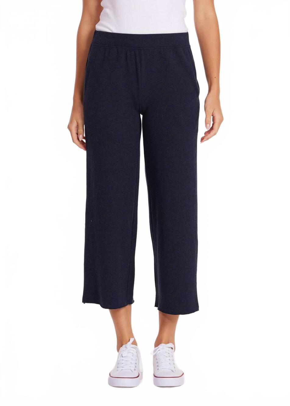 NEW MODODOC cropped easy fit drawstring pants in navy